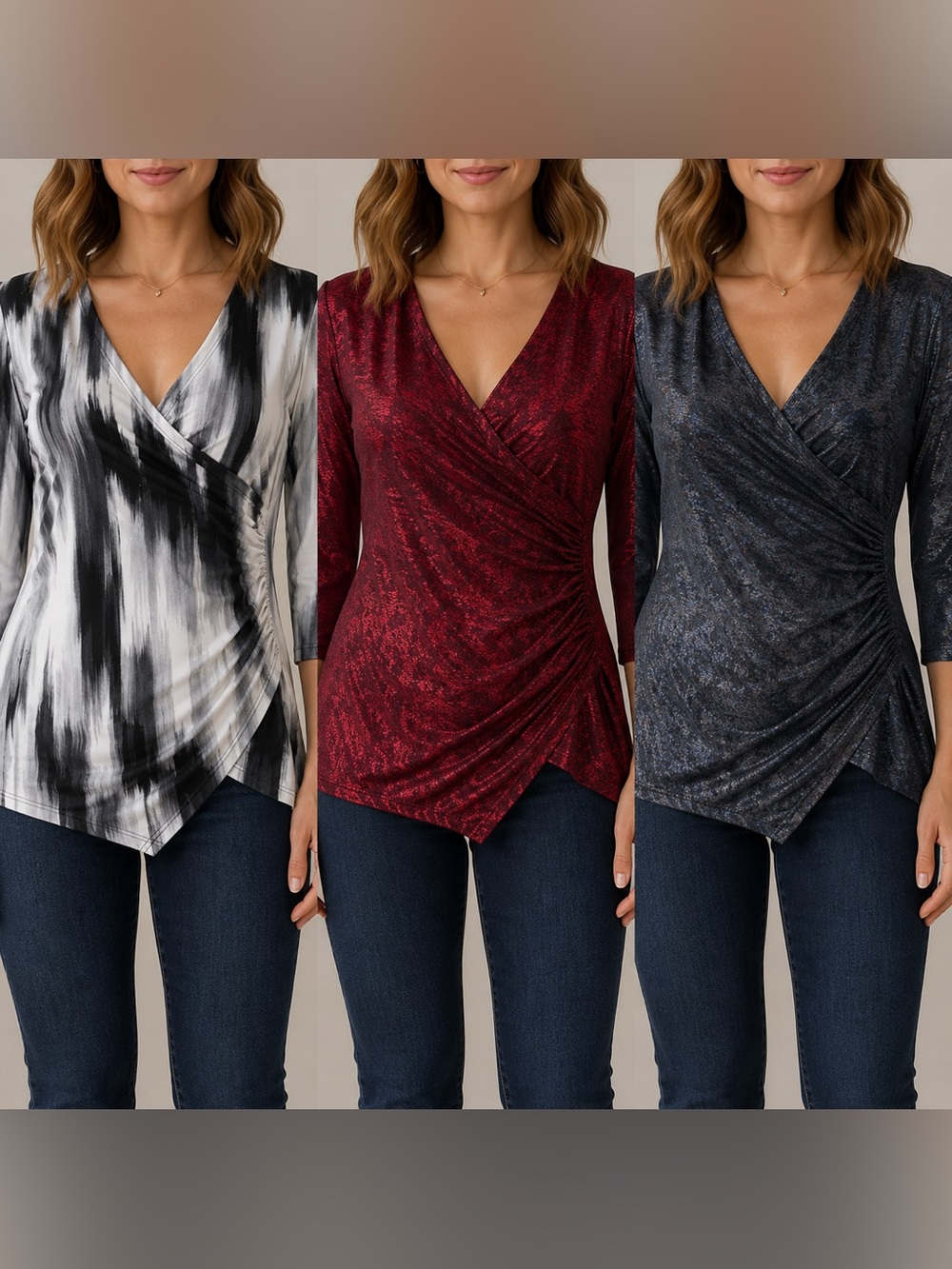 Jennifer Lopez Surplice Blouses, size Medium